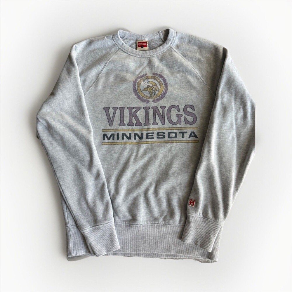 Retro Homage Minnesota Vikings Football Gray Crewneck Sweatshirt - S
